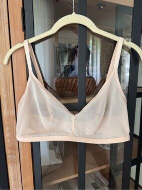 Negative underwear Sieve micromesh non-wire bra triangle buff wireless beige